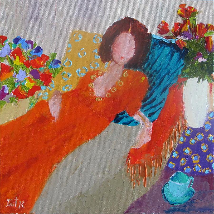 Flower Painting - A Long Day #1 by Irit Bourla