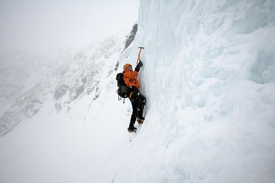 A Man Ice Climbing On Tuckermans Ravine Photograph by Jose Azel - Fine ...