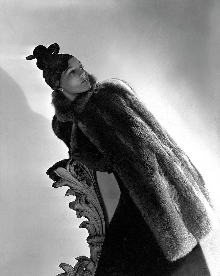 A Model Wearing A Fur Cape #1 Photograph by Horst P. Horst