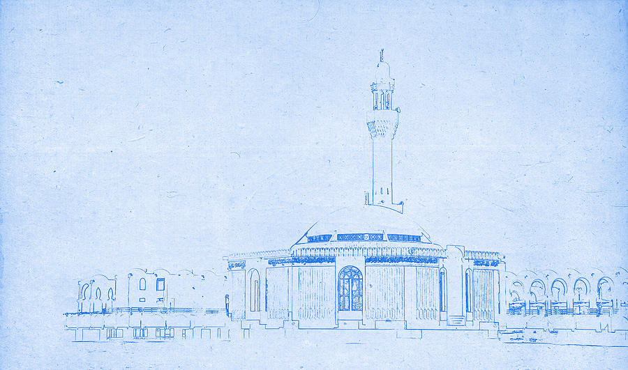 A Mosque   - BluePrint Drawing Digital Art by MotionAge Designs