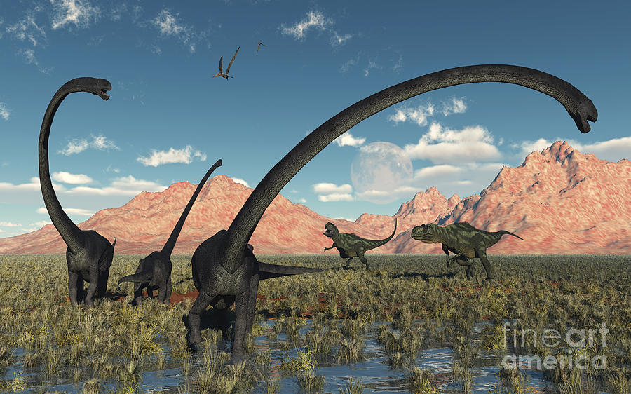 Dinosaur Digital Art - A Pair Of Yangchuanosaurus Dinosaurs #1 by Mark Stevenson