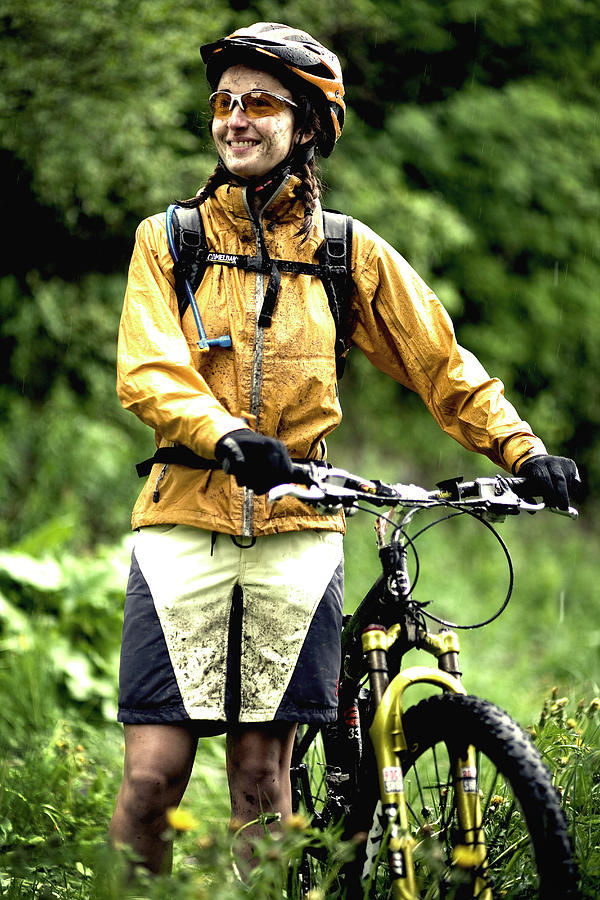 A Portrait  Of A Woman Mountain  Biking Photograph by 