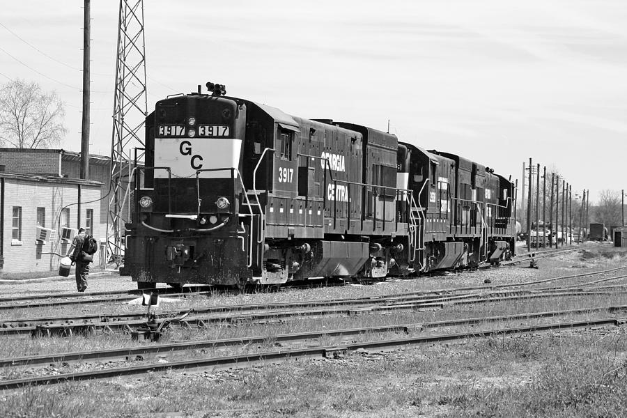 A railroad mans work BW Photograph by Joseph C Hinson