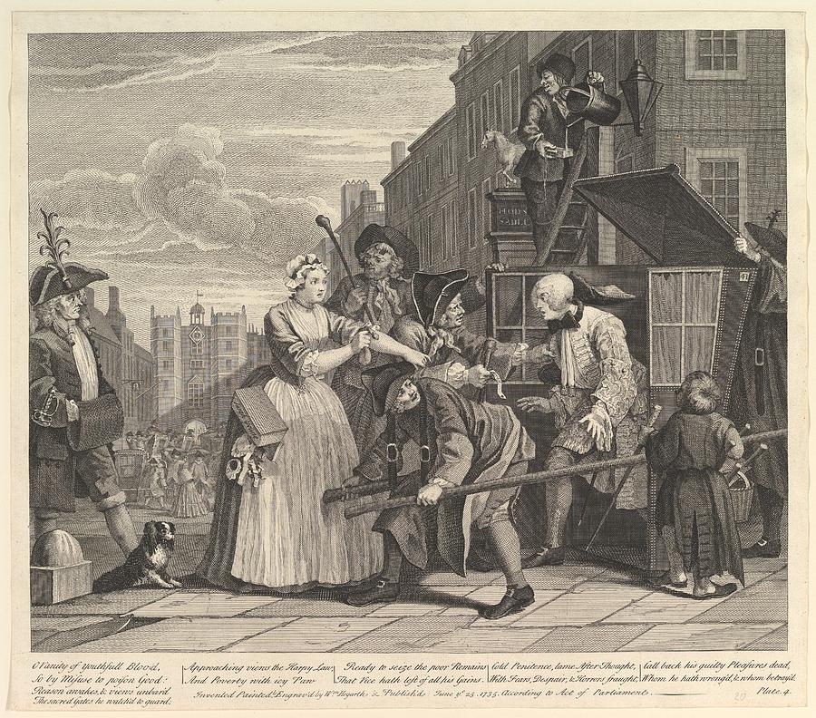 A Rakes Progress, Plate 4 Drawing by William Hogarth - Fine Art America