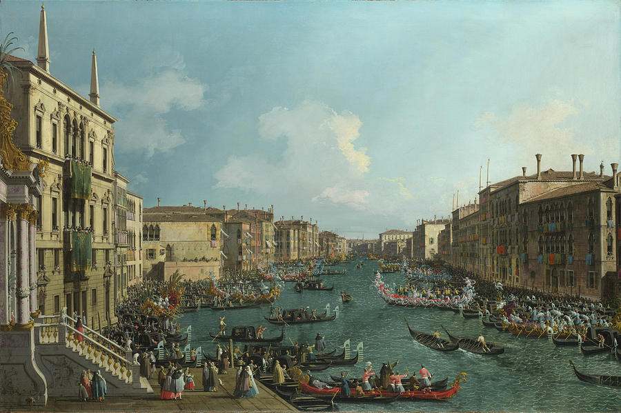 A Regatta on the Grand Canal #4 Painting by Canaletto