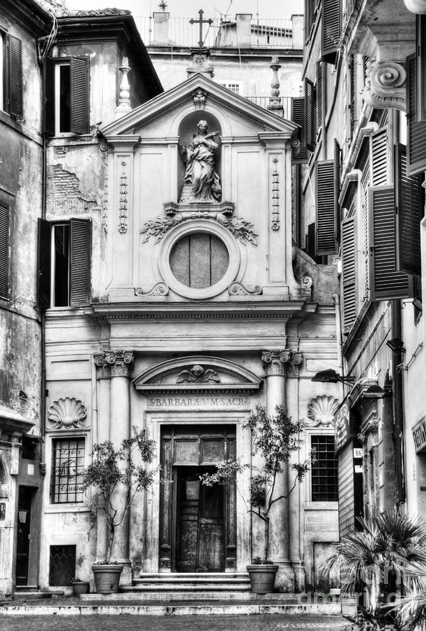 A Small Church In Rome BW Photograph by Mel Steinhauer