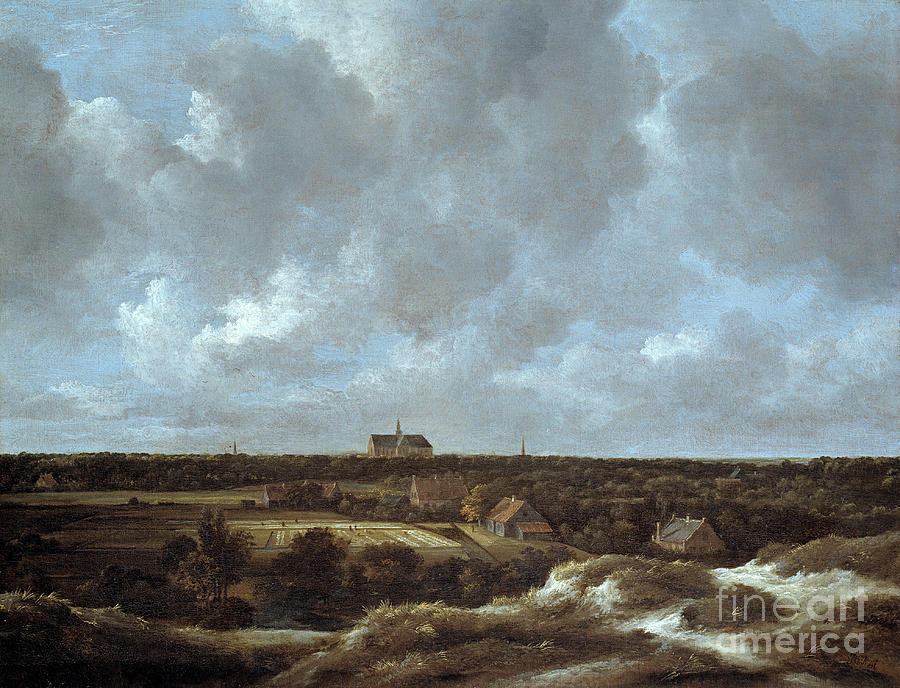 Jacob Van Ruisdael Painting - A View of Haarlem and Bleaching Fields #1 by Celestial Images