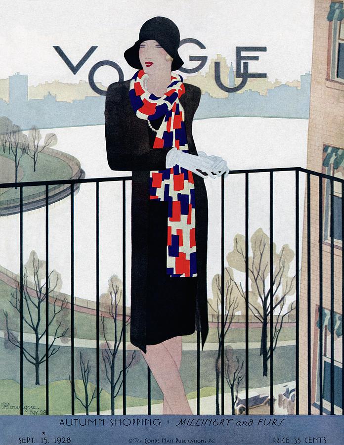 A Vintage Vogue Magazine Cover Of A Woman Photograph by Pierre Mourgue