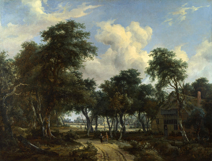 A Woody Landscape with a Cottage #1 Painting by Meindert Hobbema