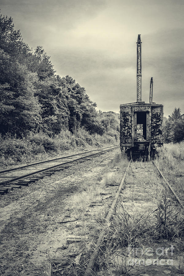 Vintage Photograph - Abandoned burnt out train cars #1 by Edward Fielding