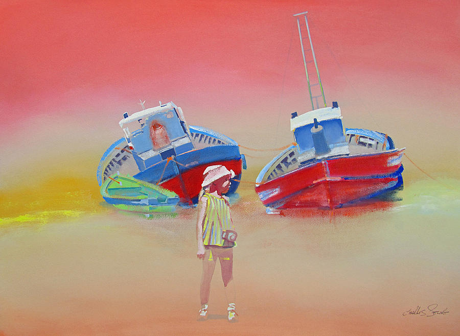 Abandoned Fishing Boats Tavira #1 Painting by Charles Stuart