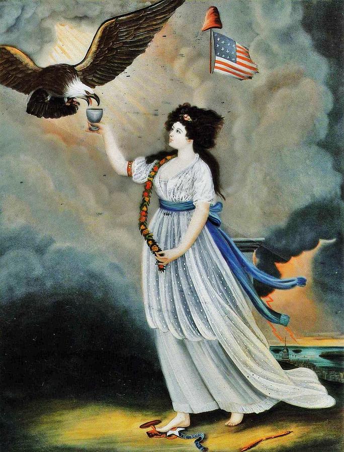 Abijah Canfield Liberty in the Form of the Goddess of Youth Giving Support to the Bald Eagle 1800 no Painting by MotionAge Designs