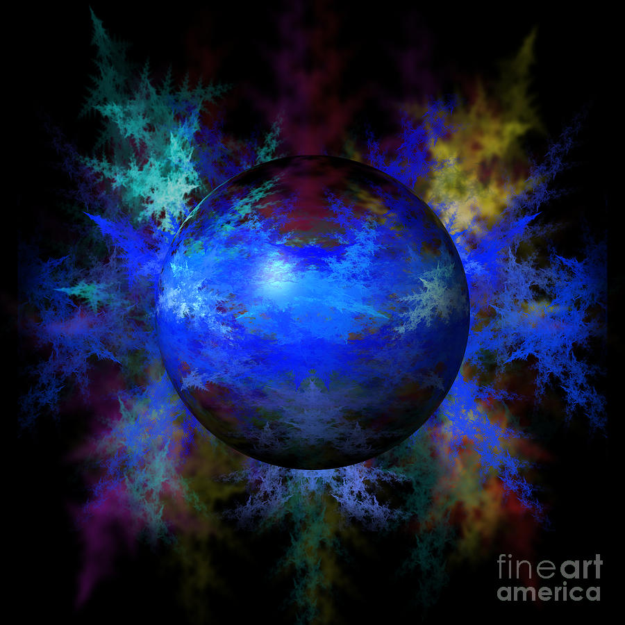 Abstract Digital Art - Abstract Blue Globe #1 by Henrik Lehnerer