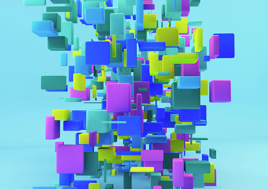 Abstract Cluster Of Multicolored Cubes #1 Photograph by Ikon Ikon Images