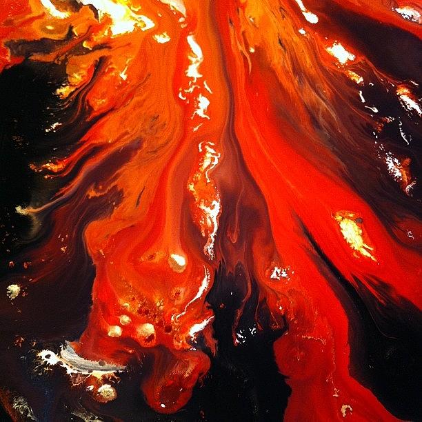 Fire Photograph - Abstract Fire Painting #art #lava #fire #1 by Ocean Clark