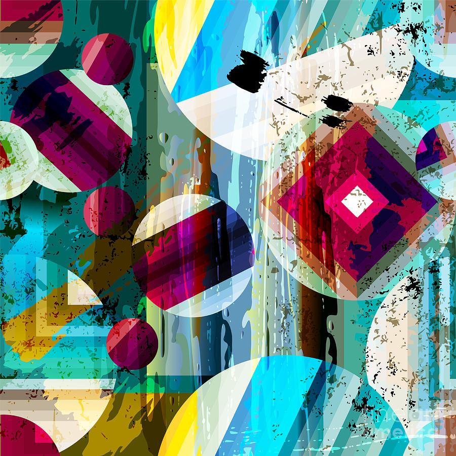 Abstract Geometric Pattern Background Digital Art by Kirsten Hinte