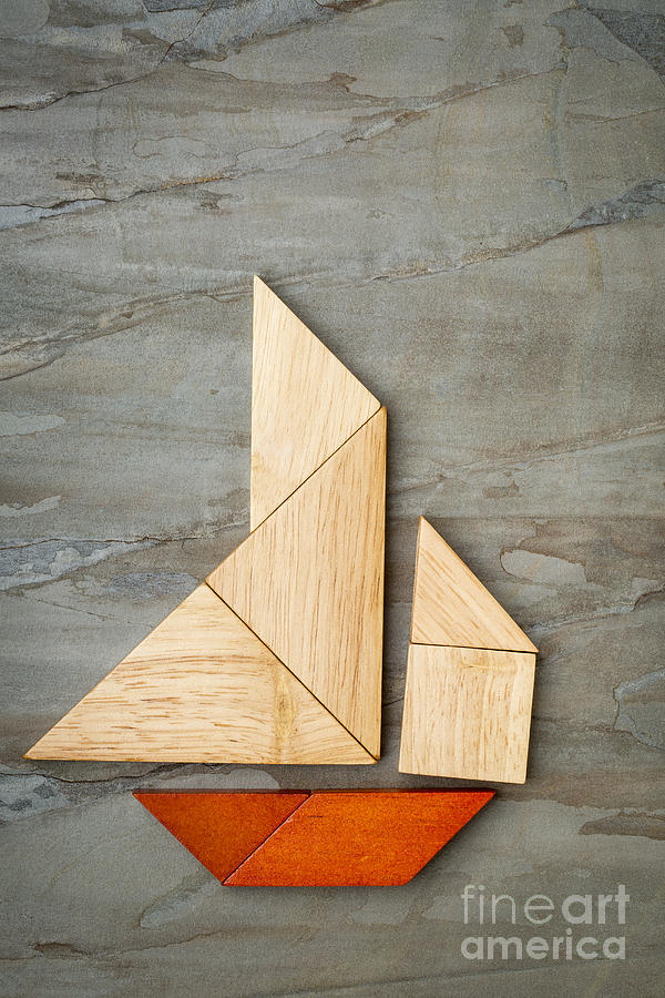 Abstract Sailboat From Tangram Puzzle #1 Photograph by Marek Uliasz