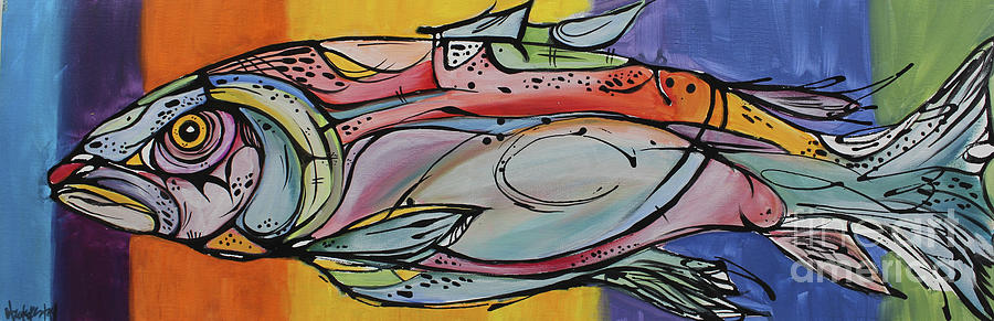 Abstract Salmon Painting by Nicole Gaitan