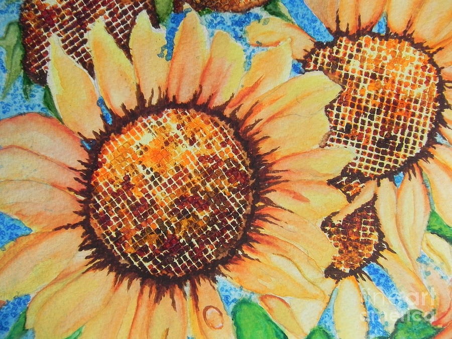 Abstract Sunflowers #1 Painting by Chrisann Ellis