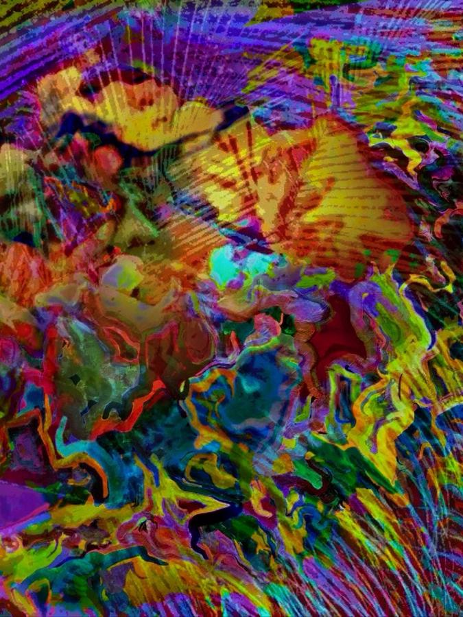 V Abstract Fronds in Jewel Tones - Vertical Digital Art by Lyn Voytershark