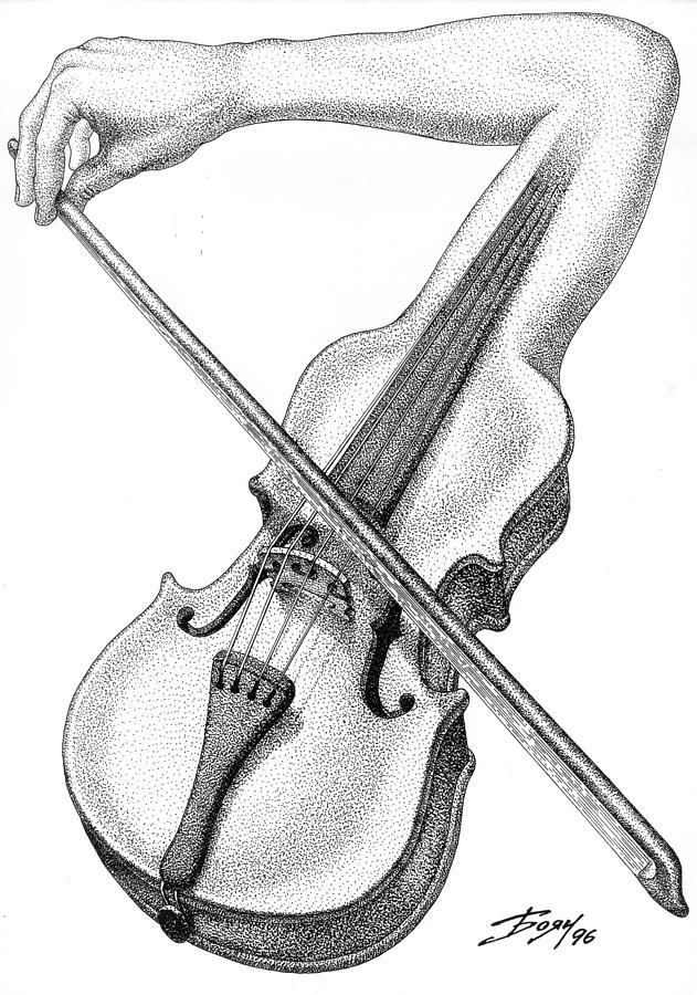Violin Drawing - Adagio by Boyan Donev