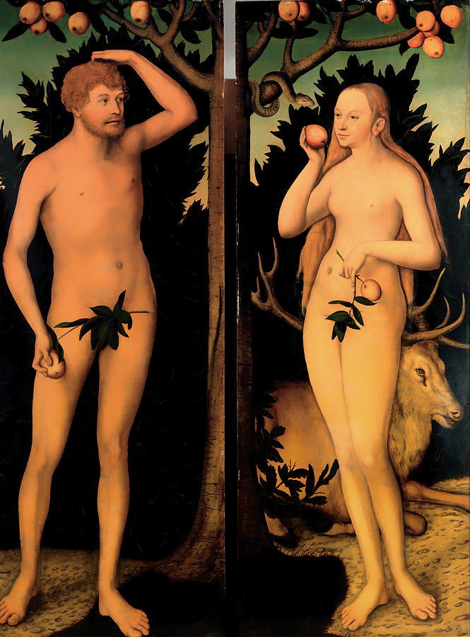 Vintage Painting - Adam and Eve #1 by Mountain Dreams