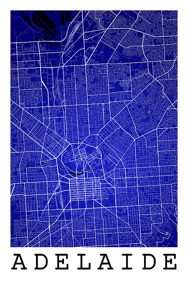 Map Digital Art - Adelaide Street Map - Adelaide Australia Road Map Art on Colored #1 by Jurq Studio