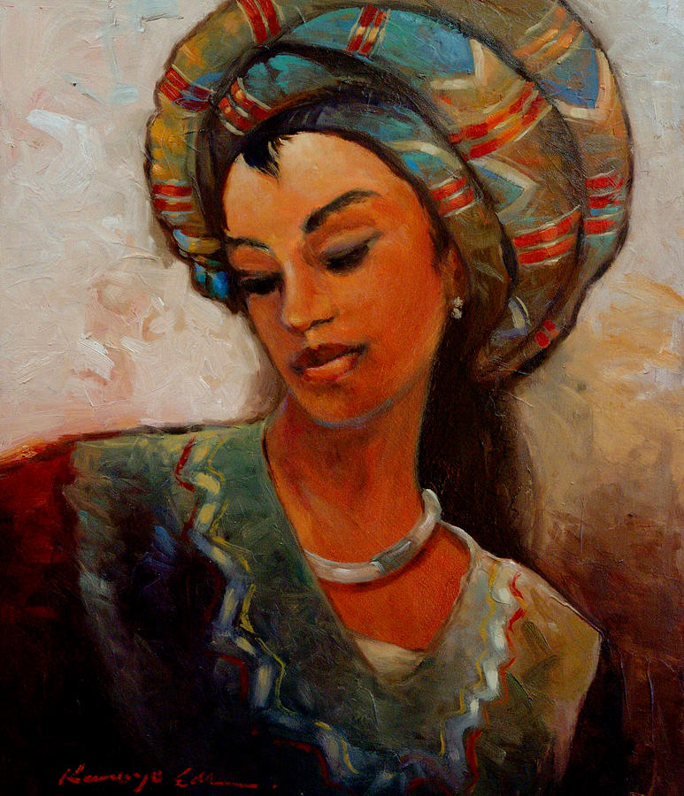 African Women Painting - Adiba #1 by Kanayo Ede
