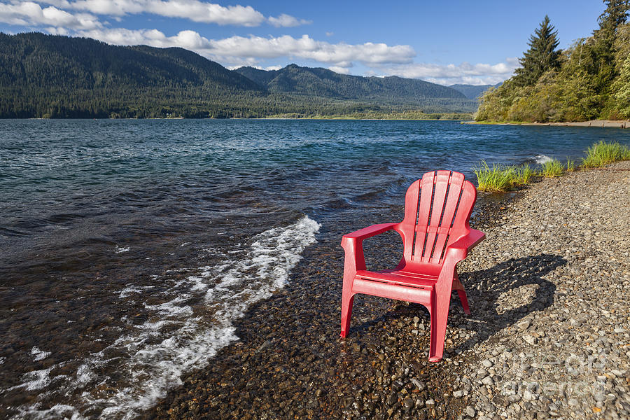 Adirondack Chair by Lake #1 Photograph by Bryan Mullennix