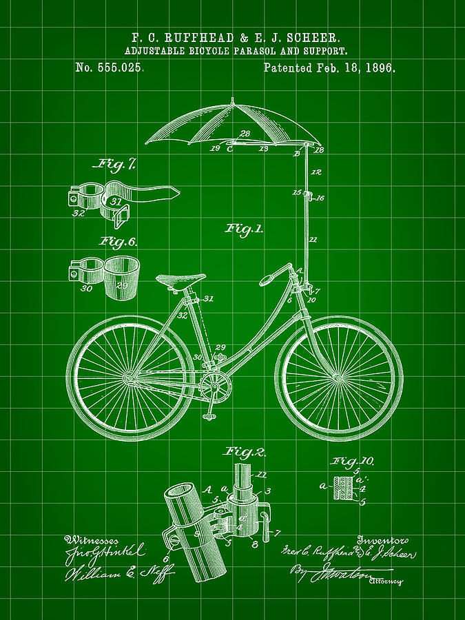 Adjustable Bike Patent 1896 - Green Digital Art by Stephen Younts