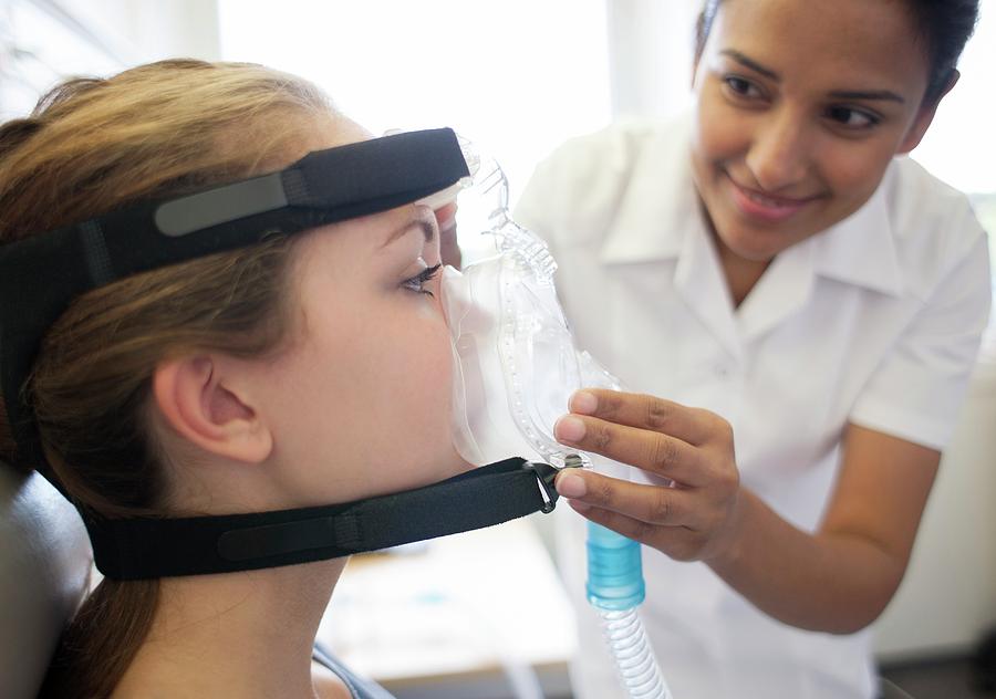 Adjusting Ventilator Mask #1 Photograph by Science Photo Library
