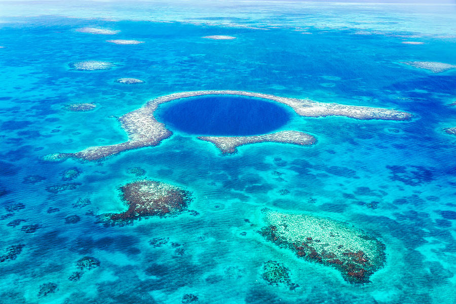 Aerial of the Blue Hole, Lighthouse reef, Belize #1 Photograph by Matteo Colombo