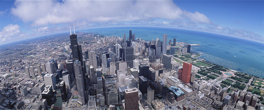 Chicago Photograph - Aerial View Of A City, Chicago #1 by Panoramic Images