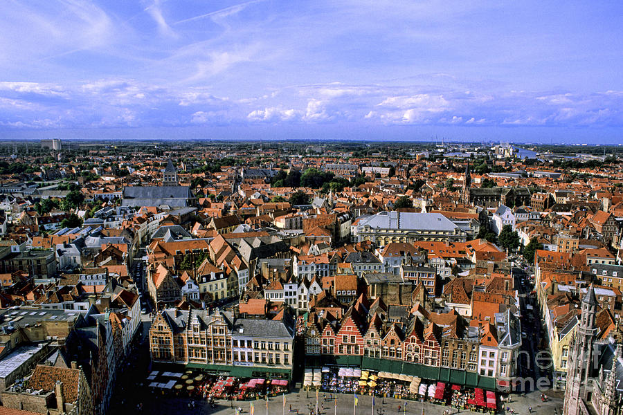 Aerial View Of Belgium Market Place #1 Photograph by Bill Bachmann