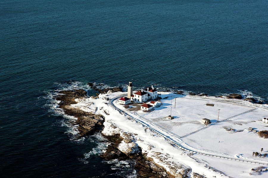 Aerial View Of Lighthouse On Aquidneck #1 Photograph by Panoramic Images