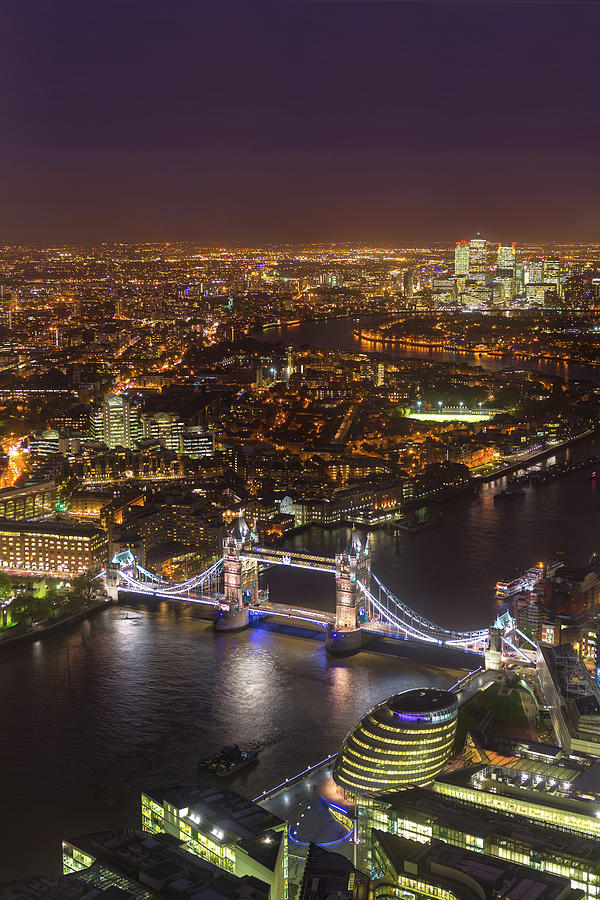 Aerial View Of London At Night #1 Photograph by Chrishepburn
