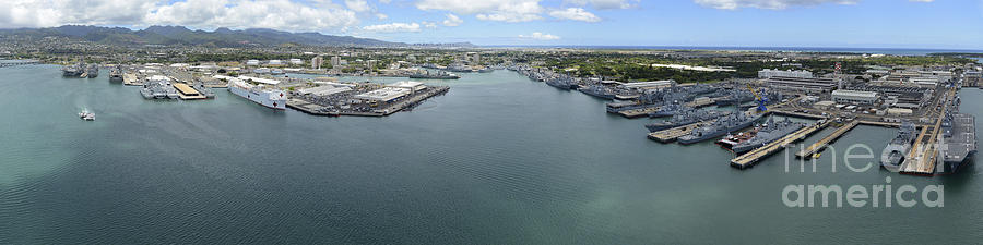 Transportation Photograph - Aerial View Of Military Ships Moored #1 by Stocktrek Images