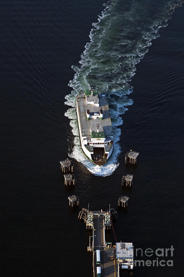 Aerial view of passenger ferry boat going to Southworth Puget So #1 Photograph by Jim Corwin