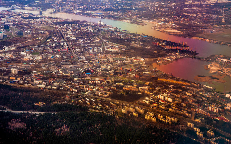 Aerial View of Riga. Latvia. Rainbow Earth #1 Photograph by Jenny Rainbow