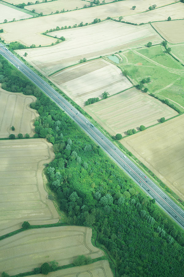 Aerial View Of Rural Fields And Road #1 Photograph by Peter Muller