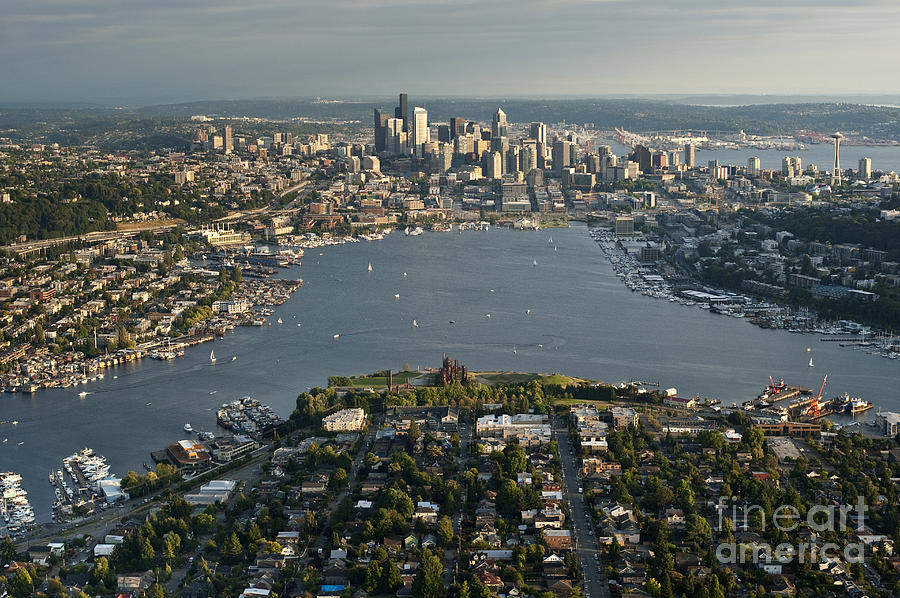 Aerial view of Seattle #1 Photograph by Jim Corwin