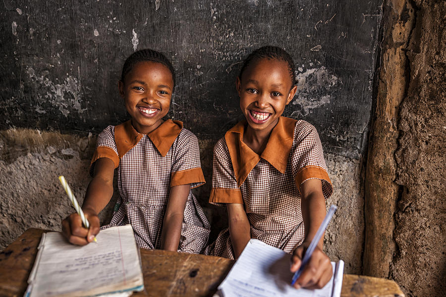 African little girls are learning English language, orphanage in Kenya #1 Photograph by Bartosz Hadyniak