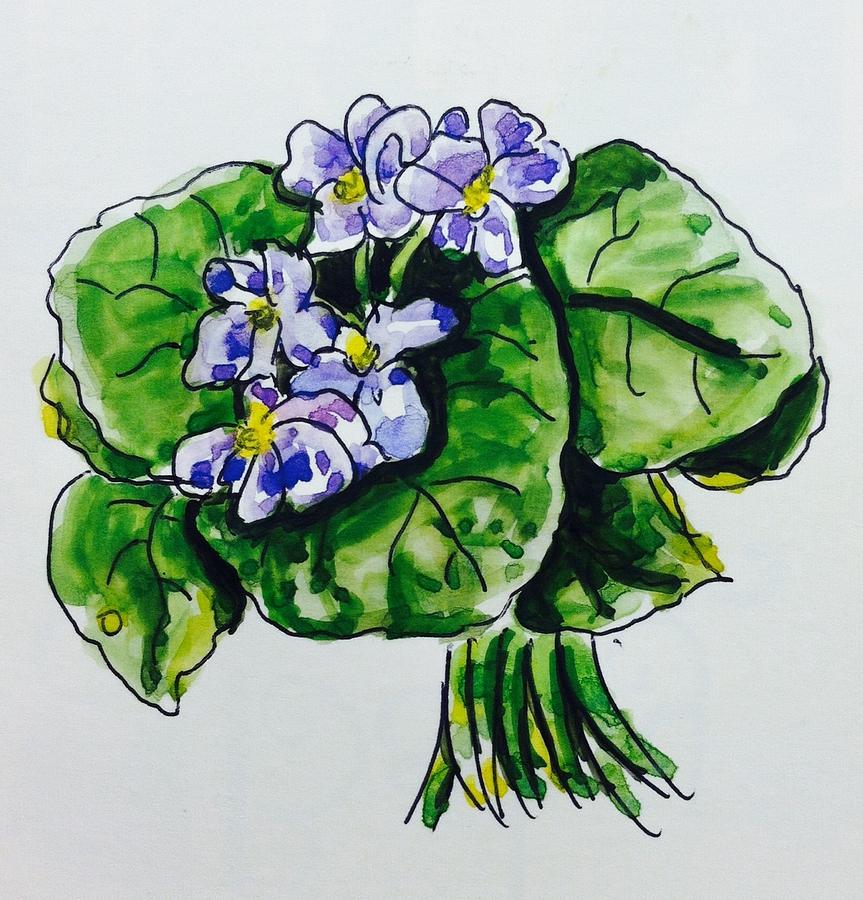 African violet #2 Painting by Hae Kim