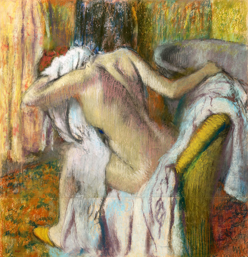 After the Bath Woman drying herself #6 Painting by Edgar Degas