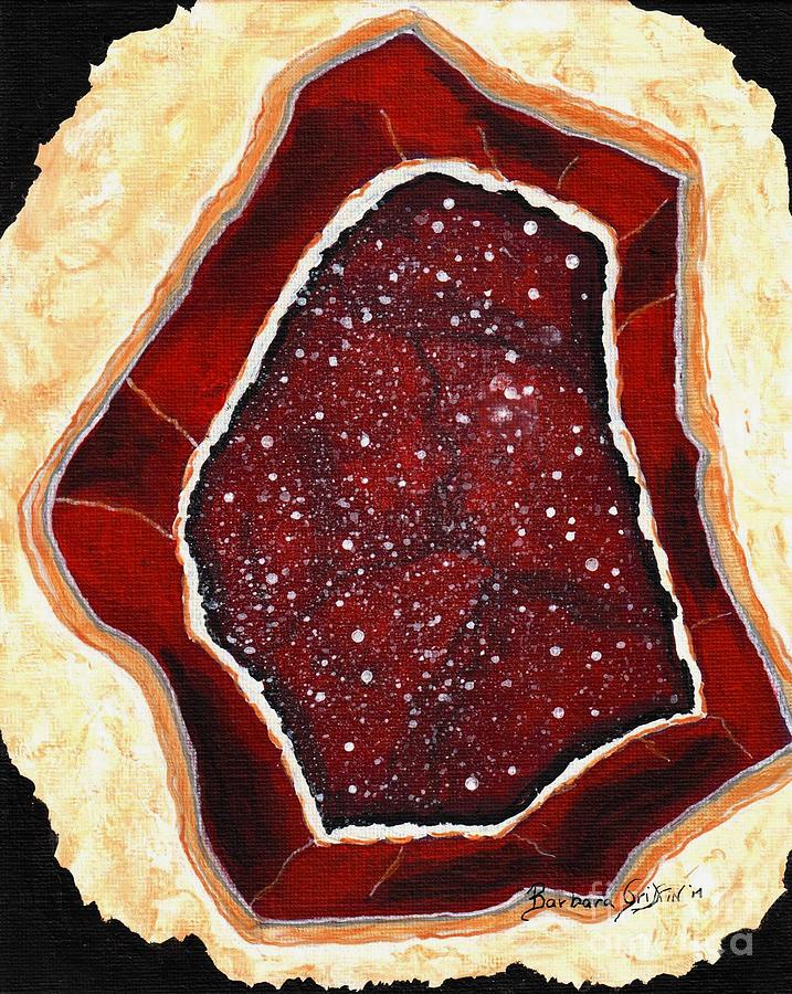 Agate Geode Red Painting by Barbara A Griffin