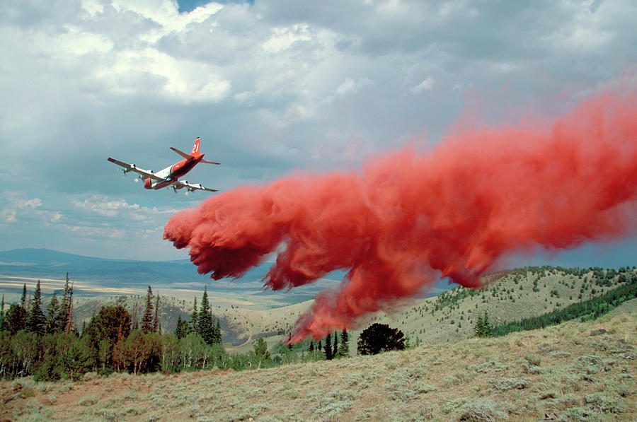 Retardant Photograph - Aircraft Releases Fire Retardant #1 by Kari Greer/science Photo Library