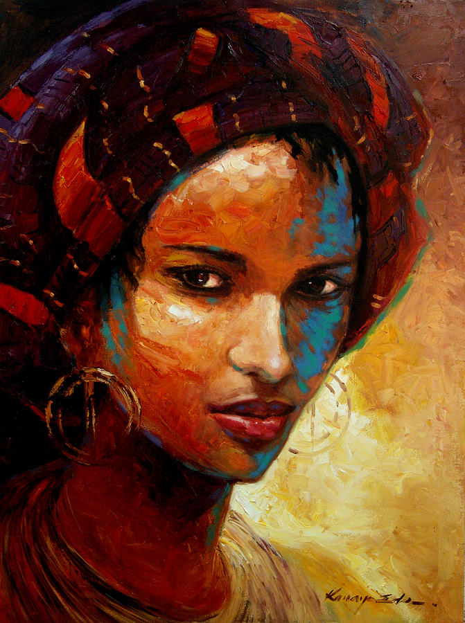 African Women Painting - Aisha #1 by Kanayo Ede