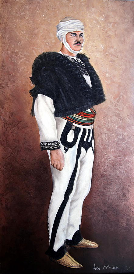 Albanian provinces dress #2 Painting by Adrian Muka