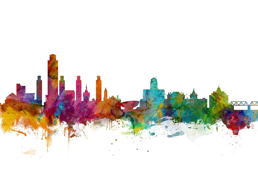 City Digital Art - Albany New York Skyline #1 by Michael Tompsett