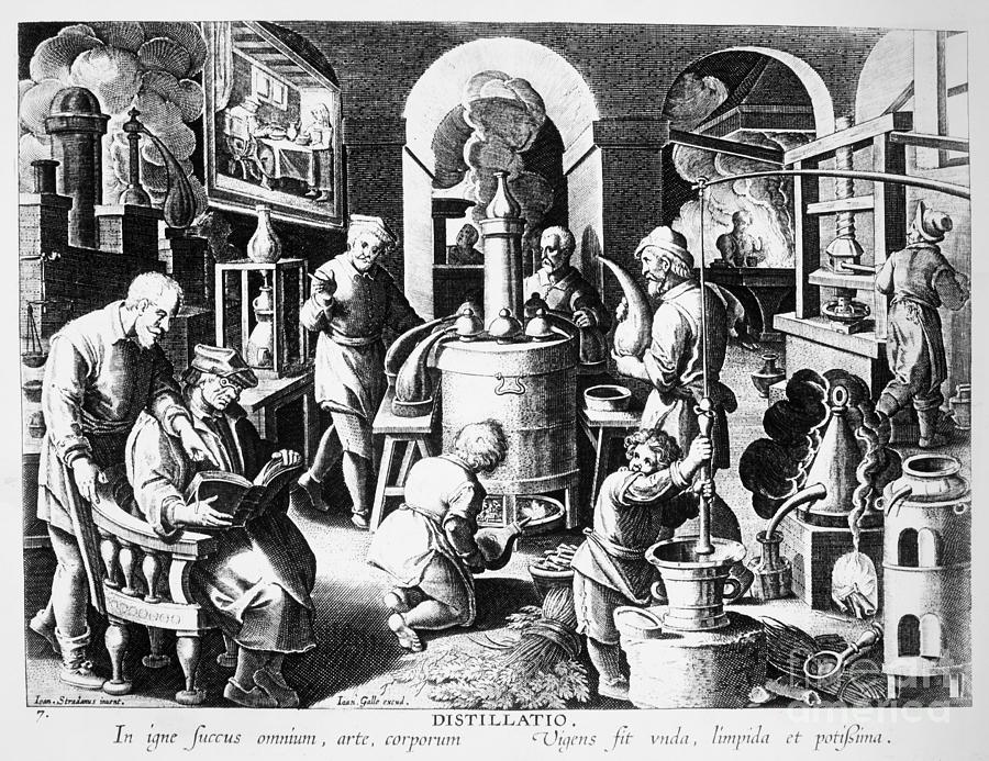 Alchemy Laboratory #1 Drawing by Granger